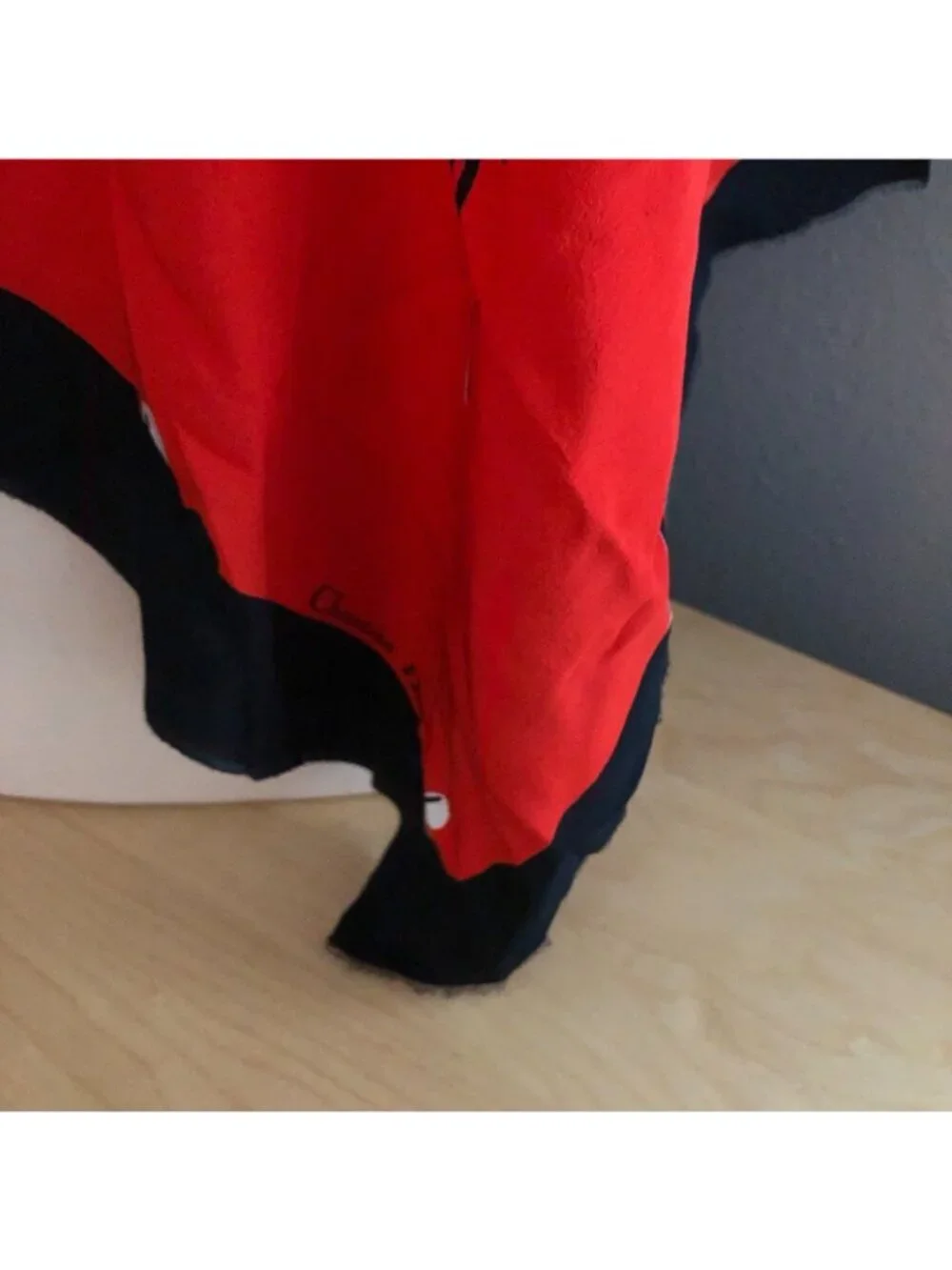 Vintage Christian Dior Silk Scarf Red Black White 50's Couture Evening Gown RARE